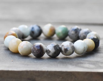 Chunky Faceted Gemstone Beaded Stretch Bracelet