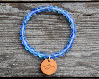 Pulsera elástica con cuentas Long Island Ocean Blue, NY