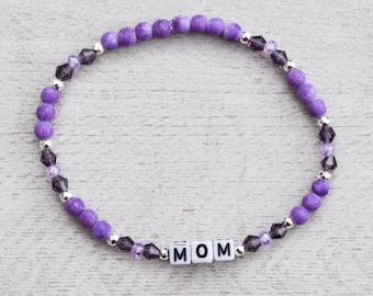 Purple Beaded Mom Bracelet