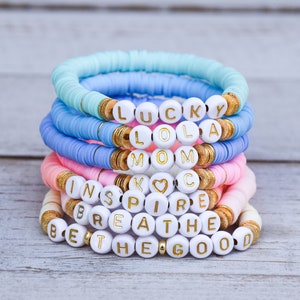 Pastel Custom Name or Word Beaded Heishi Bracelet