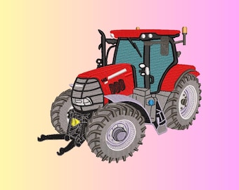 Red Tractor Embroidery Design, Digital Machine Embroidery Files By Royal Stitches Hub, DST, PES