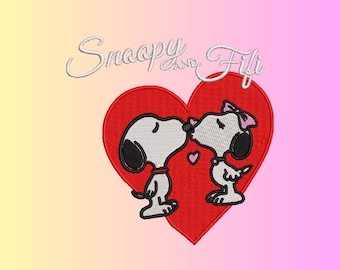 Snoopy And Fifi Embroidery Design, Digital Machine Embroidery Files By Royal Stitches Hub, dst,pes