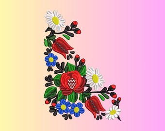 Flower Border Embroidery Design, Digital Machine Embroidery Files by Royal Stitches, DST, PES
