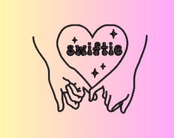 Swiftie Heart Embroidery Design, Digital Machine Embroidery Files By Royal Stitches Hub, DST, PES