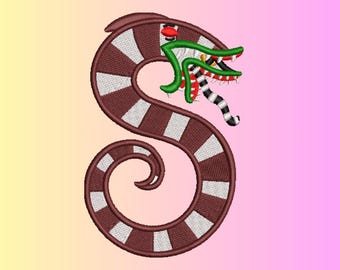 Snake Embroidery Design, Digital Machine Embroidery Design By Royal Stitches Hub, Convert to DST