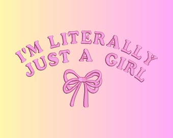 Just A Girl Embroidery Design, Digital Machine Embroidery Files By Royal Stitches Hub, Convert to DST