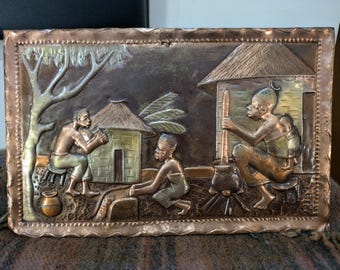 ヴィンテージ銅製レリーフ壁画、枝にとまる鳥、1940年代頃 - Etsy 日本