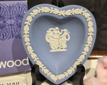 Wedgwood Jasperware Heart Dish Pale Blue Boxed