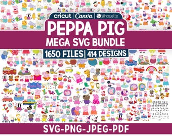 Peppa Pig Mega SVG Bundle for Cricut and Silhouette | 1650 Files | 414 Designs | Birthday Party Decorations, Kids Crafts, and More