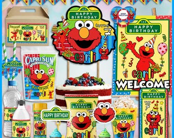 Kit colorido para festa de aniversário infantil: modelo editável no Canva para decoração faça você mesmo e pacote para imprimir.