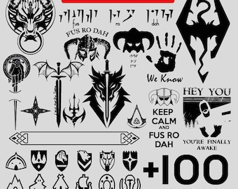 Pacote de imagens SVG de fantasia com dragões nórdicos, pacote de clipart de runas de guerreiro épico para download digital por sublimação com Cricut.
