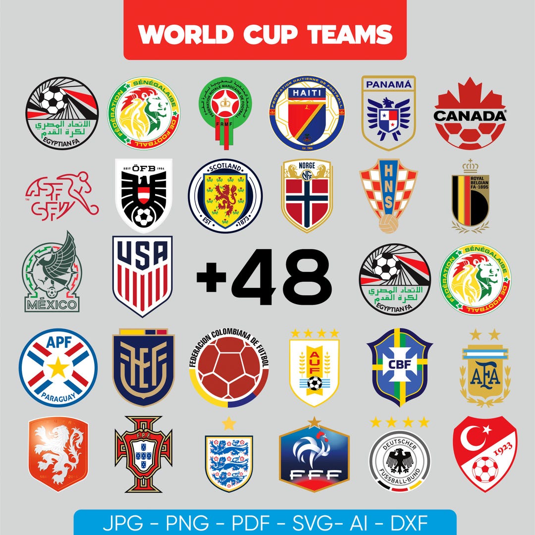 48 National Football Team SVG Bundle, Soccer Badge Collection ...
