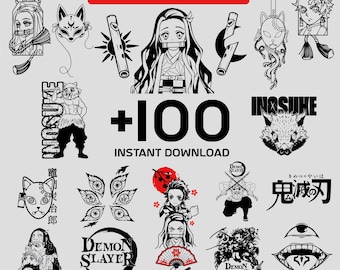 Pacote de arquivos SVG de guerreiros japoneses | 100 arquivos estilo anime para Cricut e sublimação