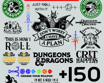 Pacote de SVG de Dungeons and Dragons | Dados de RPG e ícones de fantasia (Download digital)