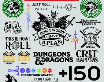 Dungeons and Dragons SVG Bundle | RPG Dice & Fantasy Icons (Digital Download)