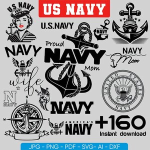 Military Navy SVG PNG Bundle | US Naval Forces Designs for Cricut
