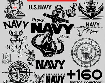 Military Navy SVG PNG Bundle | US Naval Forces Designs for Cricut