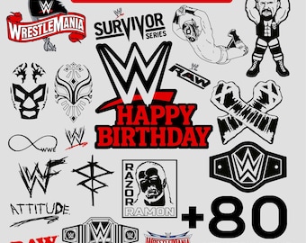 Pacote de arquivos SVG de luta livre da WWE, tema RAW, arquivos SVG RAW