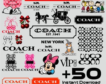 Coach 1941 SVG Bundle 50 Designs, Chic Fashion Clipart Pack, Elegant Monogram Style Files for Cutting Machines