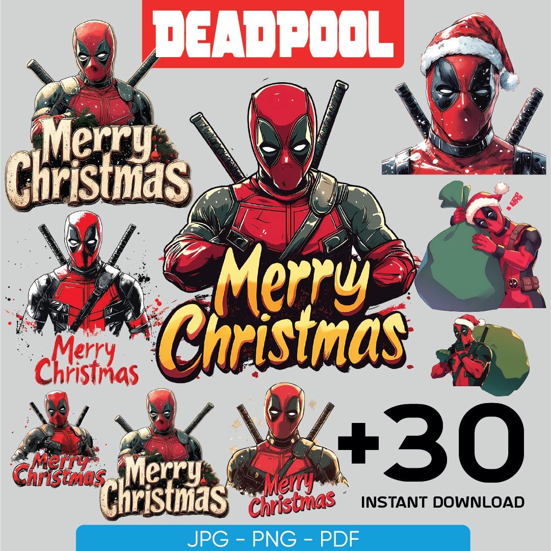 Christmas Deadpool Clipart - Etsy, image size:1081x1080