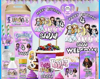 Kit para festa de aniversário com tema fashion: modelo editável no Canva para decoração rosa moderna e faça você mesmo.