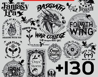 Dragon Rider SVG Bundle 130 Designs, Fantasy Romance SVG Pack, Fire Dragon Clipart, Bokliknande SVG-filer för Cricut och Silhouette