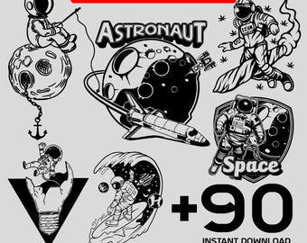 Pacote SVG Astronauta e Galáxia | 90 arquivos espaciais para sublimação Cricut