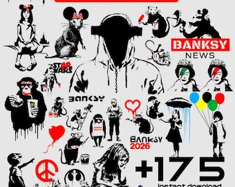 Street Art SVG Bundle 175 Designs, Graffiti Stencil Urban Clipart Pack for Cricut Sublimation