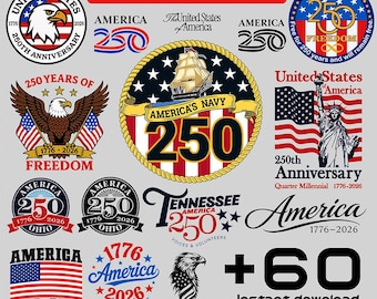 250th Anniversary SVG Bundle, Patriotic America Clipart
