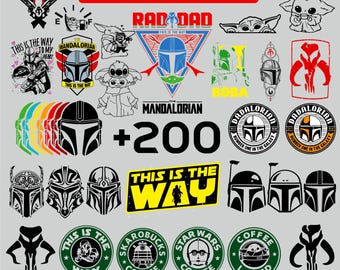 200 Mandalorian SVG-paket | Galaktiska klippfiler för Cricut Silhouette Sublimation