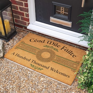Irish Doormat, Cead Mile Failte Celtic Welcome Mat Decor
