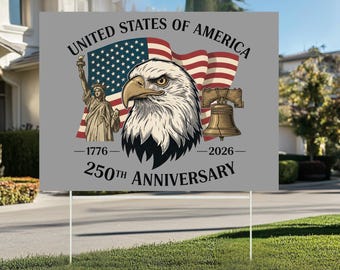 America 250 Yard Sign, 1776–2026 Patriotic Lawn Decor, Semiquincentennial Outdoor Sign, USA 250th Anniversary Yard Decoration