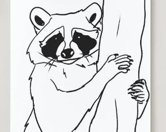 Raccoon Coloring Page, Woodland Animal Activity Sheet, Forest Creatures Craft (PDF Download)