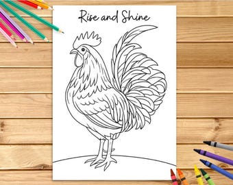 Printable Rooster Coloring Page for Kids | Farm Animal Activities & Toddler Crafts