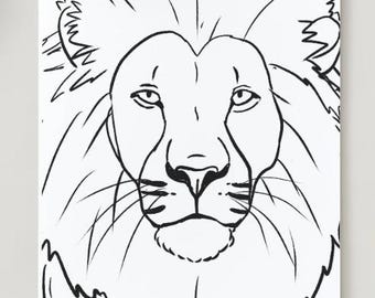 Lion Coloring Page, Safari Animal Art, Jungle King Mindfulness (PDF Download)