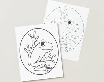 Frosch-Spur und Farbseite | Druckbare Kinder Aktivität | Digitaler Download