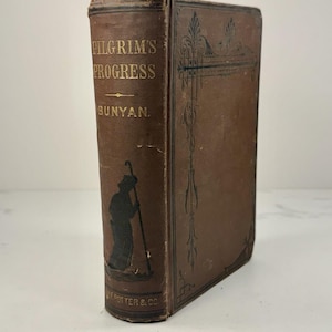 Ancien Pilgrim's Progress John Bunyan victorien illustré livre en tissu potier