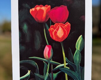 Tulip Wall Decor for Living Room Original Art Print of Colorful Flowers For Home Decorations