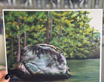 Nature Inspired Wall Art for Rustic Home Decor Original Mountain Landscape Painting Art Print of Lake Jocassee South Carolina