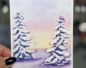 Winter Wall Decor For Home Watercolor Art Print Pastel Wall Decor For Her Rainbow Wall Art Snowy Landscape Art For Bedroom