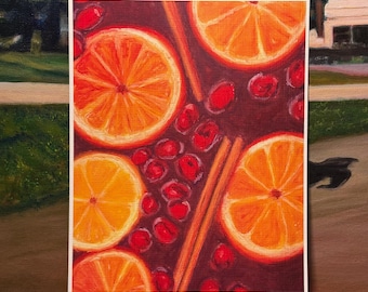Original Art Print of Citrus Simmer Pot for Fall Citrus Wall Decor For Kitchen