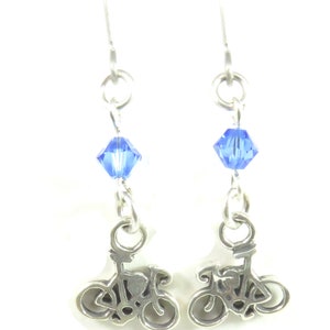 Sterling Bicycle Crystal Earrings Sapphire