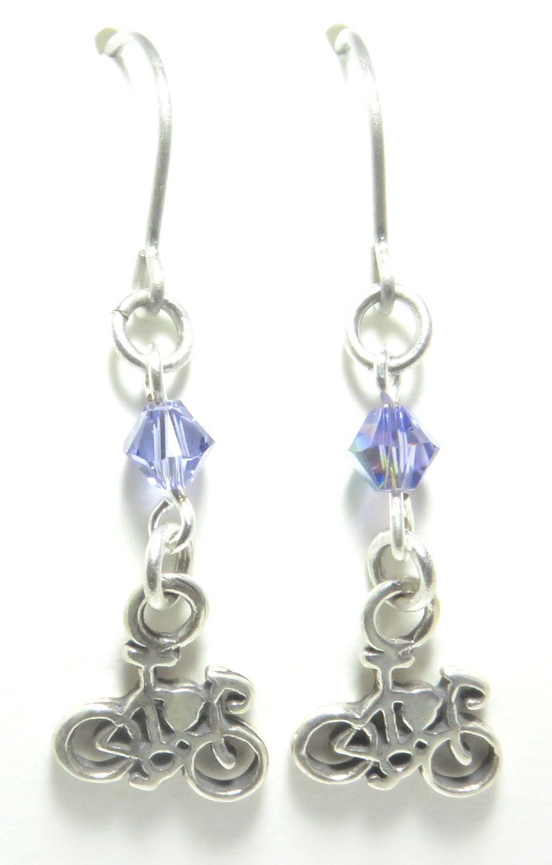 Sterling Bicycle Crystal Earrings Tanzanite