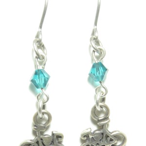 Sterling Bicycle Crystal Earrings Blue Zircon