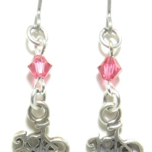 Sterling Bicycle Crystal Earrings Pink