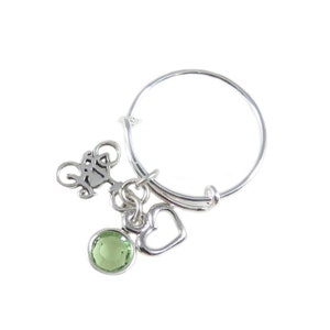 Sterling Bicycle Ring with 3 charms adjustable image 1