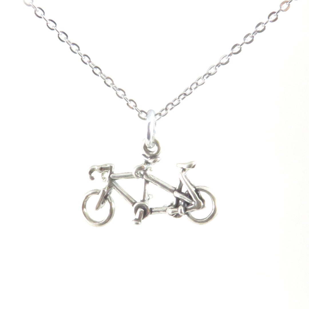 Bicycle Tandem Necklace Sterling Etsy