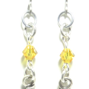 Sterling Bicycle Crystal Earrings Yellow