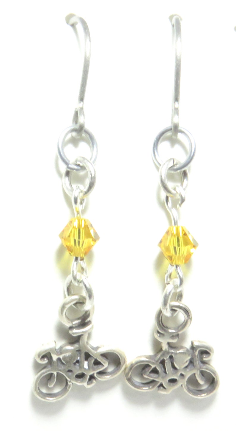 Sterling Bicycle Crystal Earrings Yellow