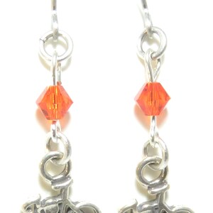 Sterling Bicycle Crystal Earrings orange red